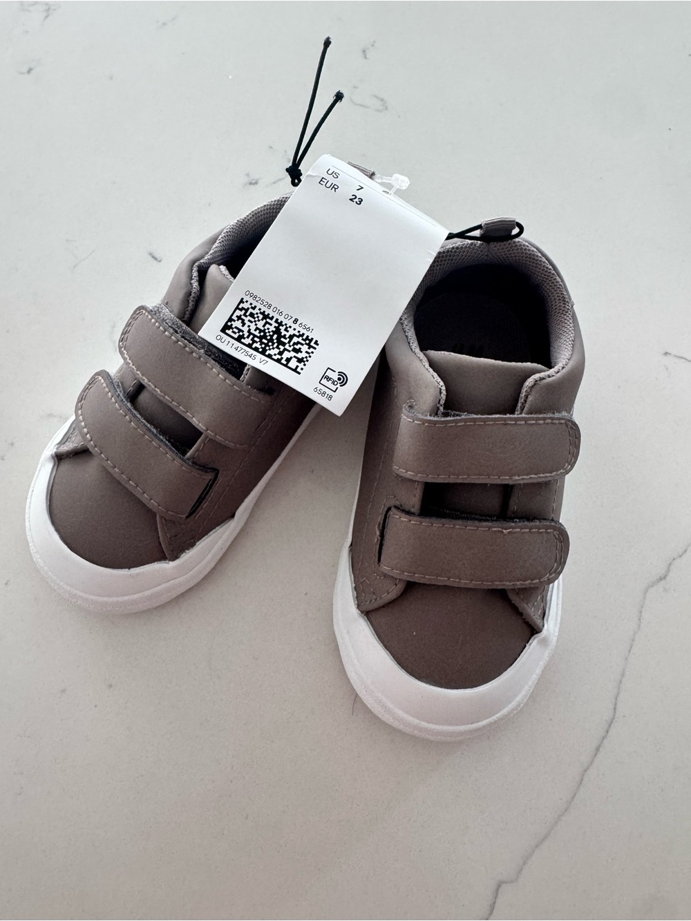 H&M Kids Velcro Sneakers in Taupe and White